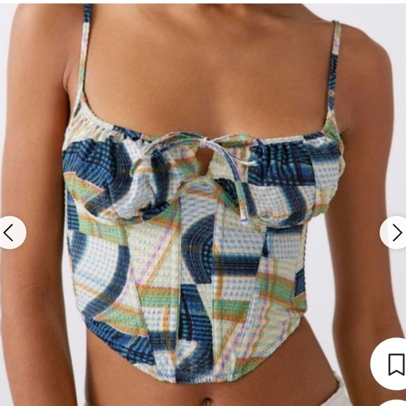 Urban Outfitters "Out From Under"  Patchwork Seersucker Bustier Size Medium - Picture 1 of 10